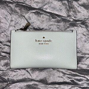 Kate Spade Light Mint Green Wallet with Textured Leather and Gold Hardware